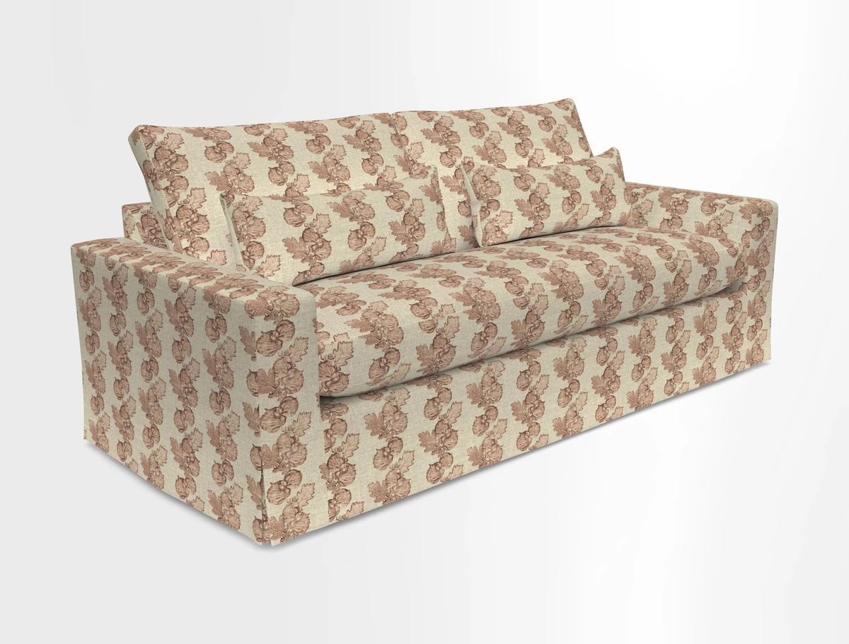 Linear 4 seater sofa in Harpers Bazaar Palette Studio Green with seat cushion in Linwood Romney Wool Forest