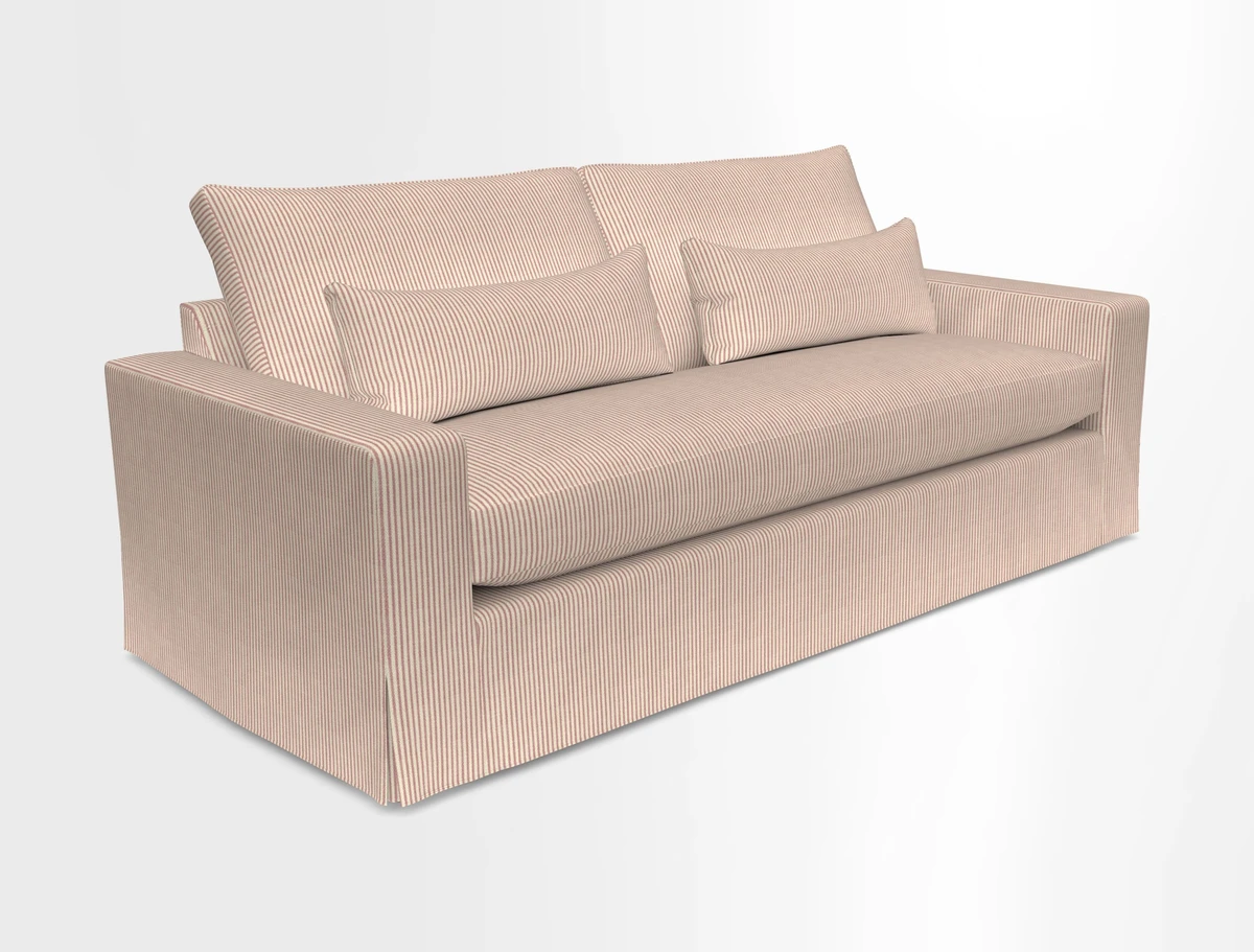 Linear 4 seater sofa in Harpers Bazaar Palette Studio Green with seat cushion in Linwood Romney Wool Forest