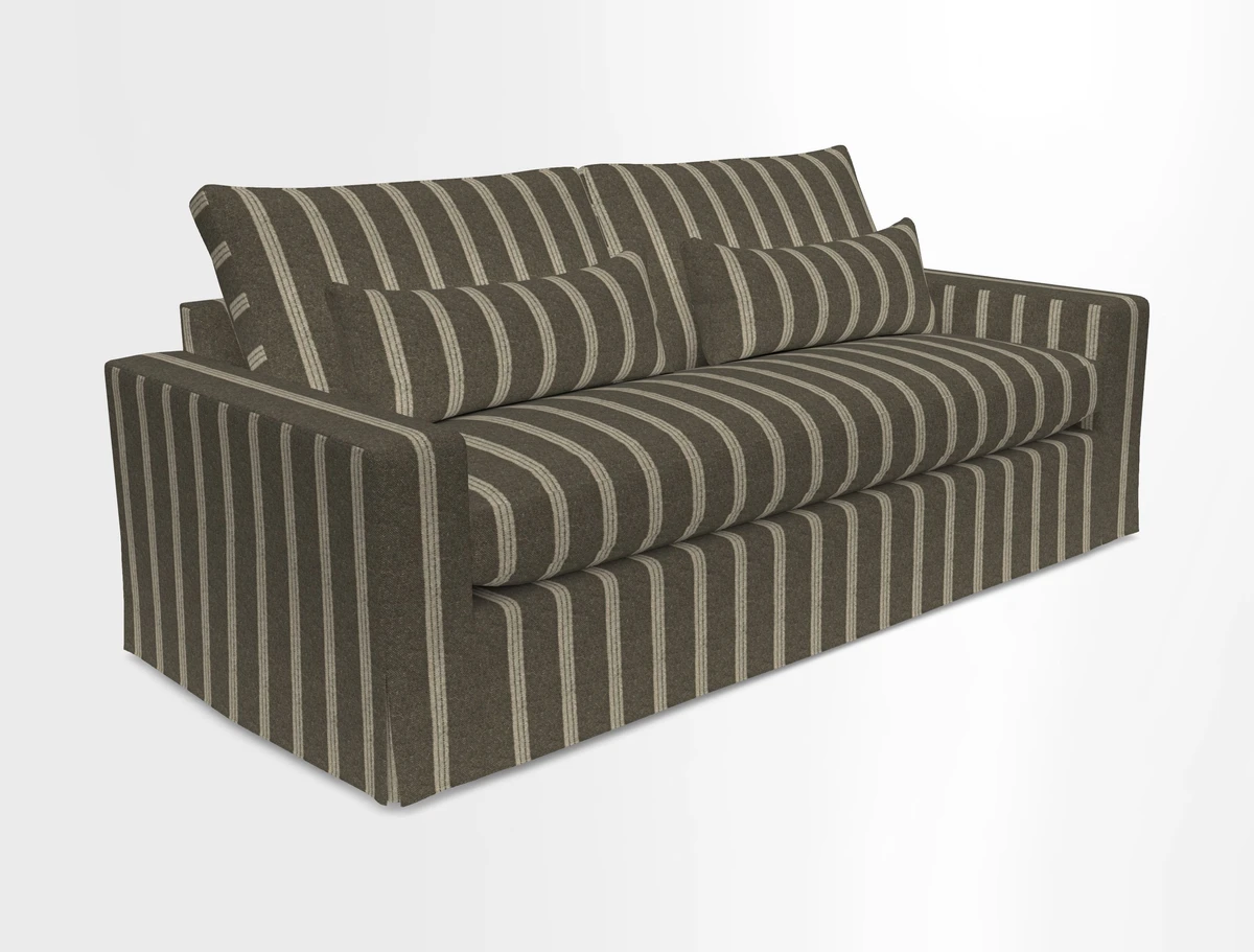 Linear 4 seater sofa in Harpers Bazaar Palette Studio Green with seat cushion in Linwood Romney Wool Forest