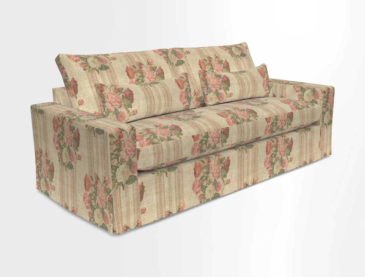 Linear 4 seater sofa in Harpers Bazaar Palette Studio Green with seat cushion in Linwood Romney Wool Forest