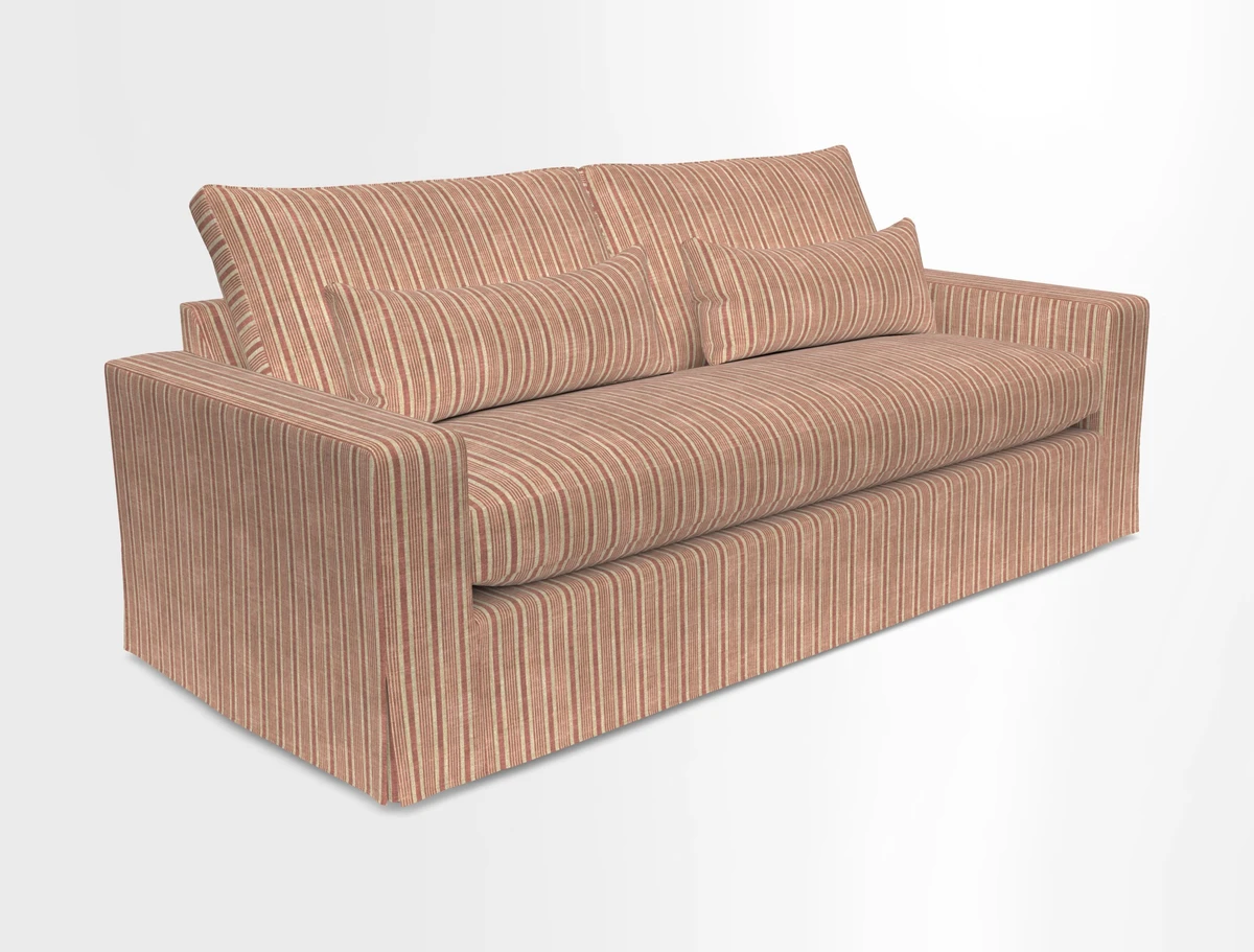 Linear 4 seater sofa in Harpers Bazaar Palette Studio Green with seat cushion in Linwood Romney Wool Forest