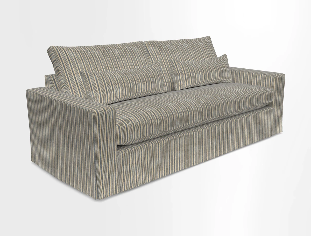 Linear 4 seater sofa in Harpers Bazaar Palette Studio Green with seat cushion in Linwood Romney Wool Forest