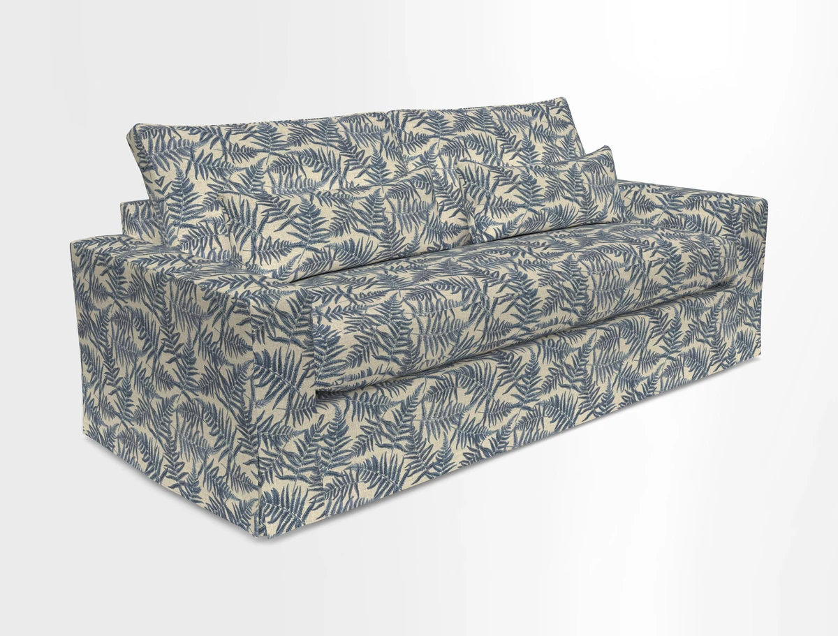 Linear 4 seater sofa in Harpers Bazaar Palette Studio Green with seat cushion in Linwood Romney Wool Forest
