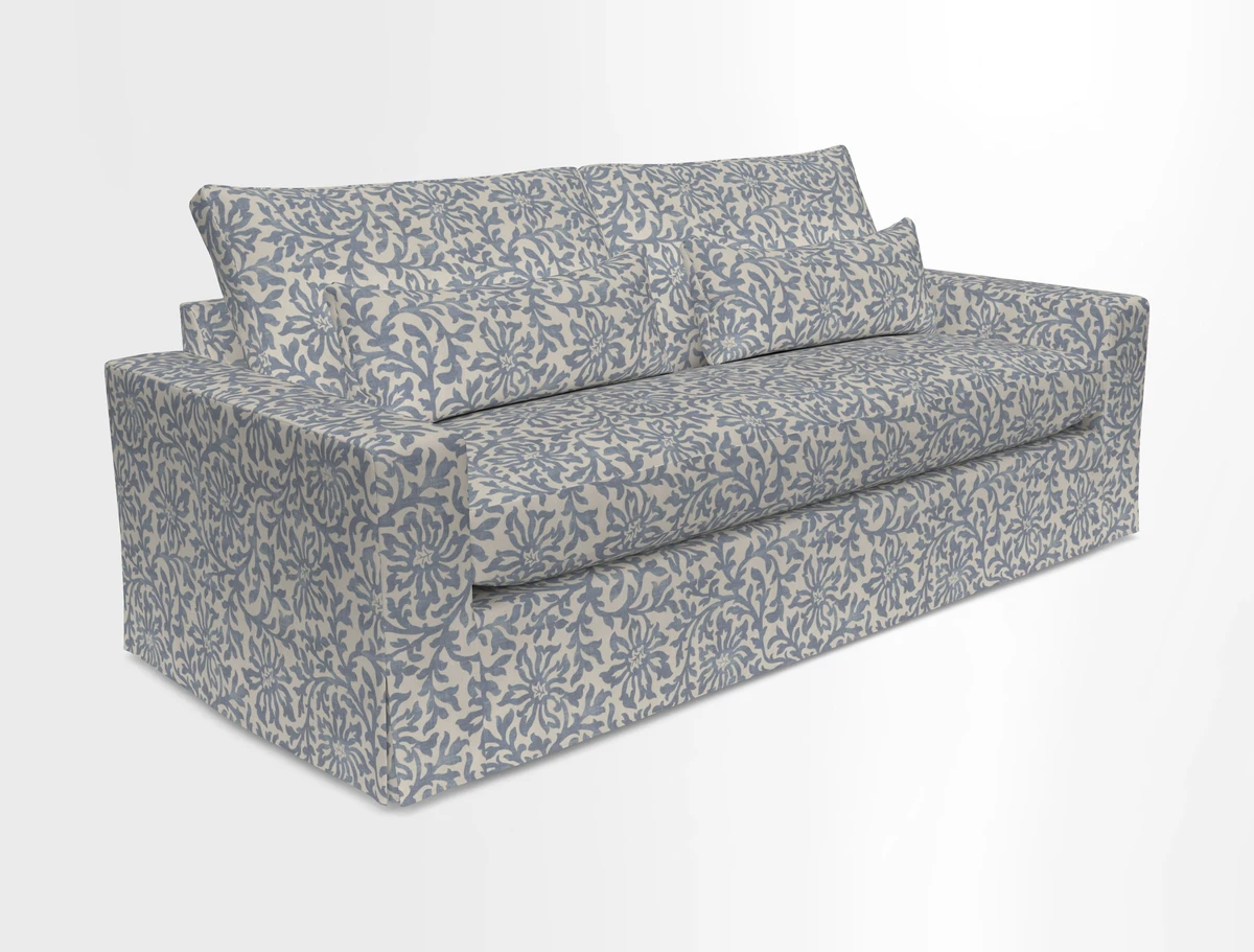 Linear 4 seater sofa in Harpers Bazaar Palette Studio Green with seat cushion in Linwood Romney Wool Forest