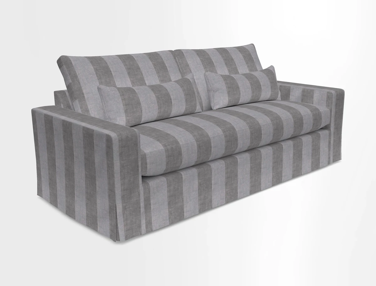 Linear 4 seater sofa in Harpers Bazaar Palette Studio Green with seat cushion in Linwood Romney Wool Forest