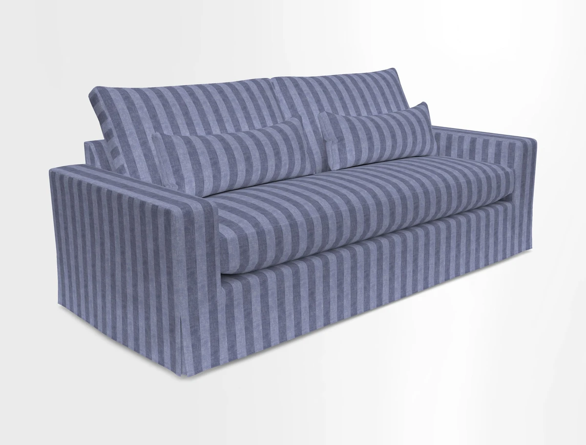 Linear 4 seater sofa in Harpers Bazaar Palette Studio Green with seat cushion in Linwood Romney Wool Forest