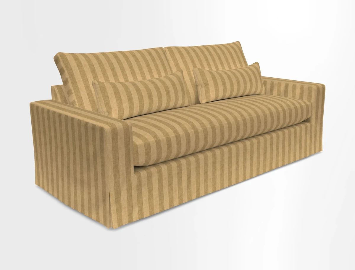 Linear 4 seater sofa in Harpers Bazaar Palette Studio Green with seat cushion in Linwood Romney Wool Forest