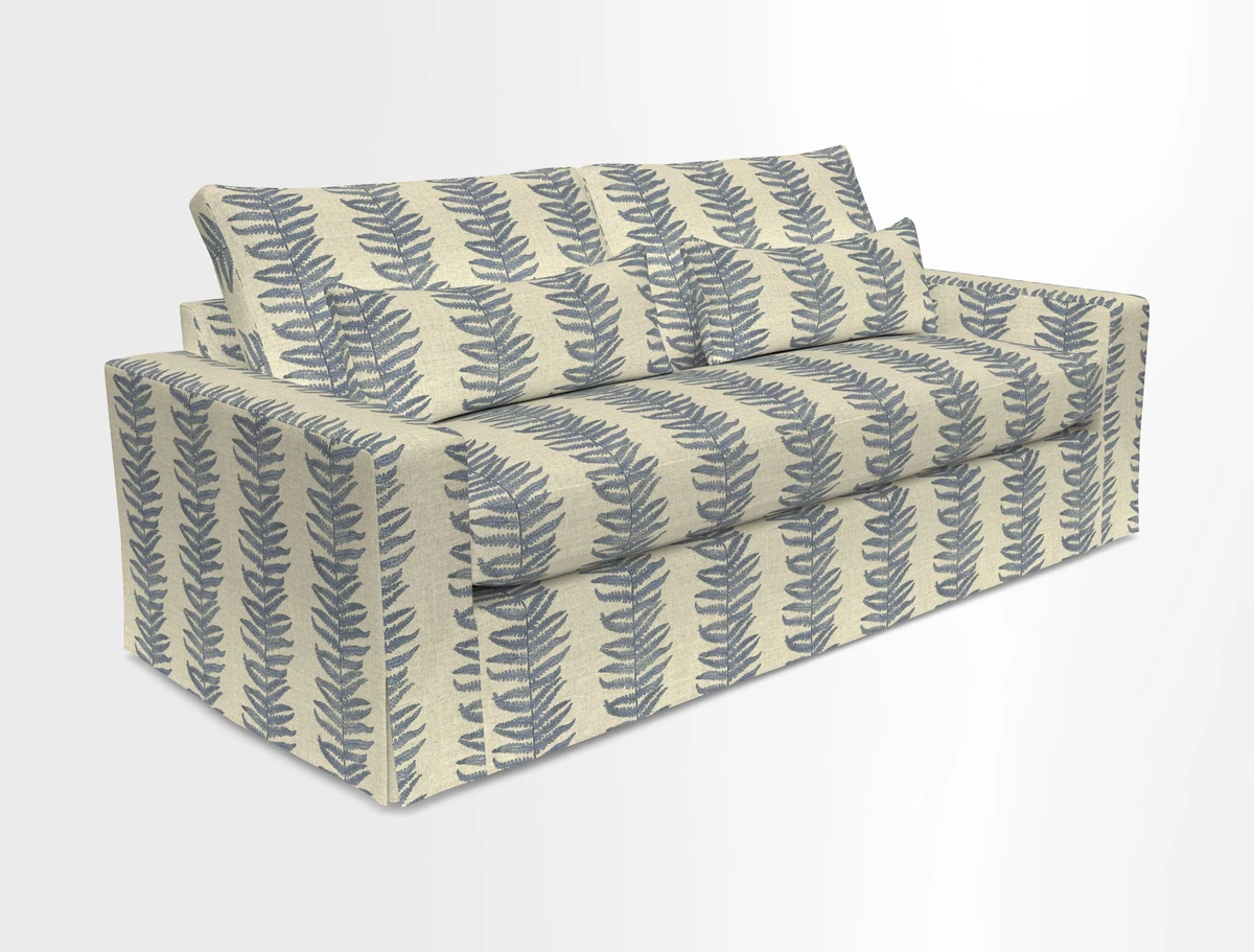 Linear 4 seater sofa in Harpers Bazaar Palette Studio Green with seat cushion in Linwood Romney Wool Forest