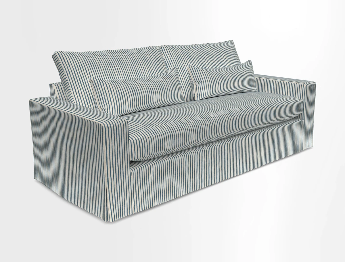 Linear 4 seater sofa in Harpers Bazaar Palette Studio Green with seat cushion in Linwood Romney Wool Forest