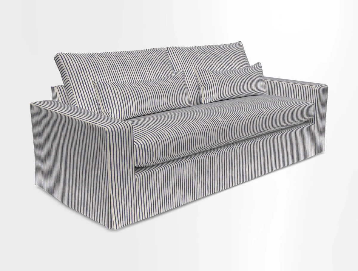 Linear 4 seater sofa in Harpers Bazaar Palette Studio Green with seat cushion in Linwood Romney Wool Forest