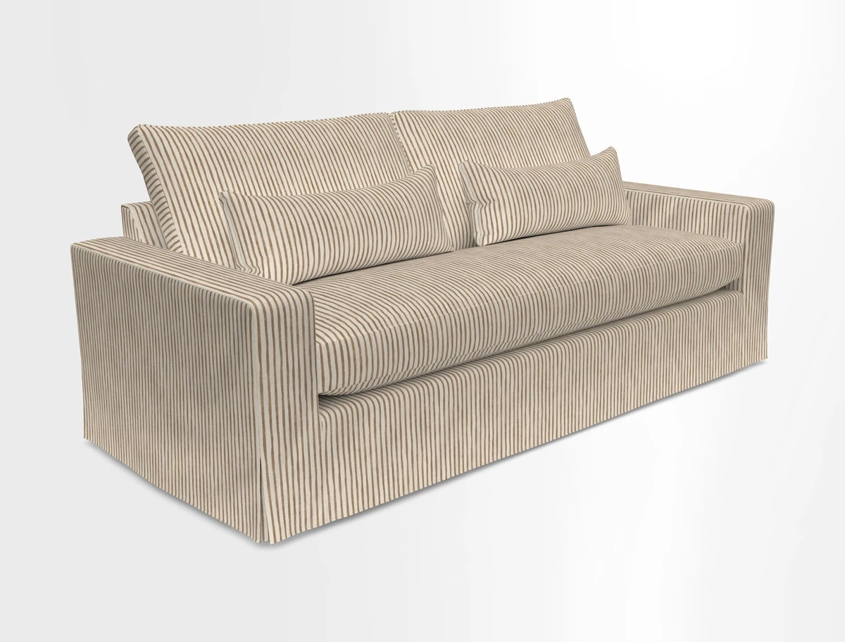 Linear 4 seater sofa in Harpers Bazaar Palette Studio Green with seat cushion in Linwood Romney Wool Forest