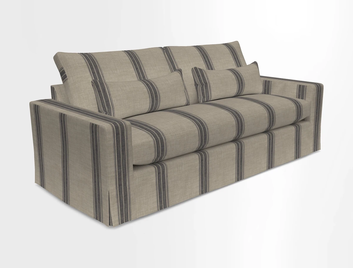 Linear 4 seater sofa in Harpers Bazaar Palette Studio Green with seat cushion in Linwood Romney Wool Forest
