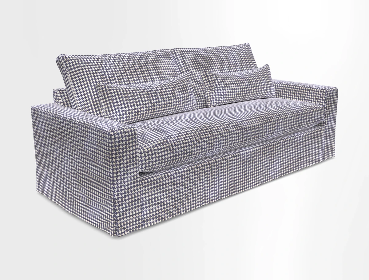Linear 4 seater sofa in Harpers Bazaar Palette Studio Green with seat cushion in Linwood Romney Wool Forest