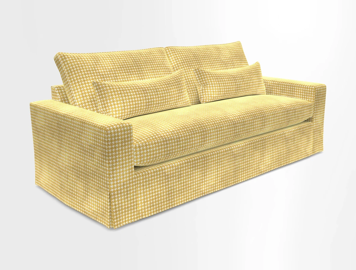 Linear 4 seater sofa in Harpers Bazaar Palette Studio Green with seat cushion in Linwood Romney Wool Forest