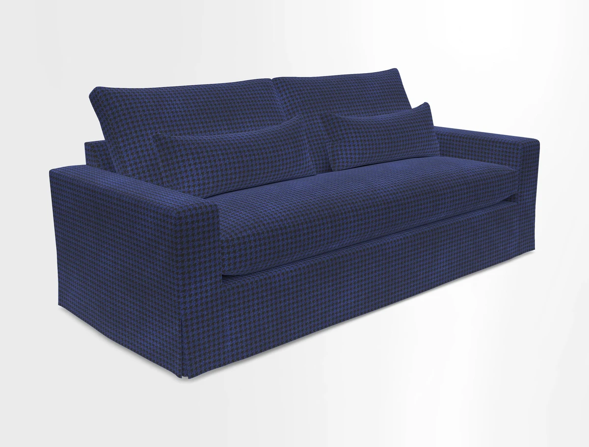 Linear 4 seater sofa in Harpers Bazaar Palette Studio Green with seat cushion in Linwood Romney Wool Forest