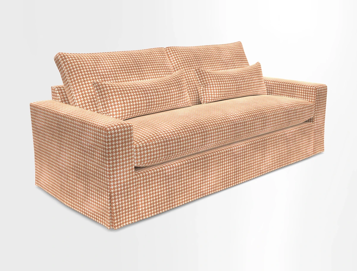 Linear 4 seater sofa in Harpers Bazaar Palette Studio Green with seat cushion in Linwood Romney Wool Forest