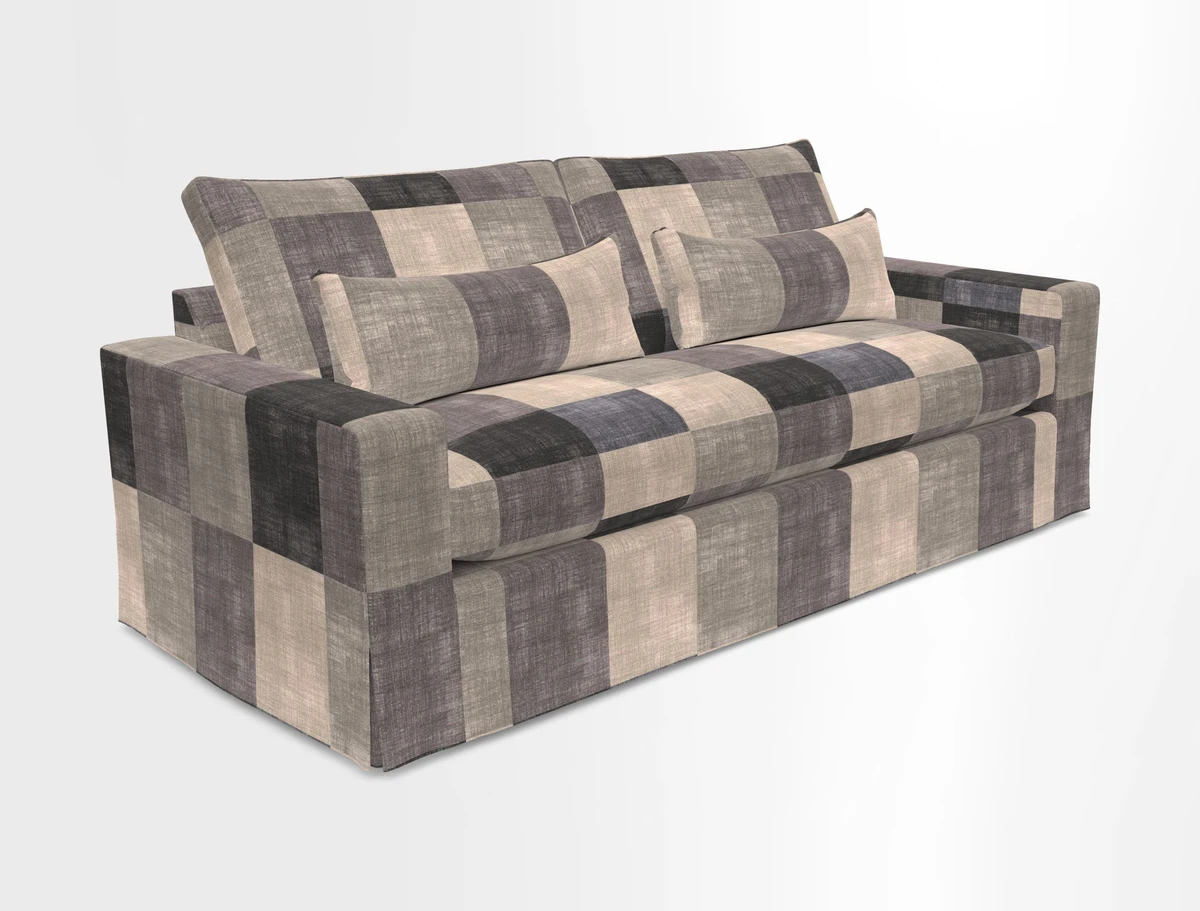 Linear 4 seater sofa in Harpers Bazaar Palette Studio Green with seat cushion in Linwood Romney Wool Forest