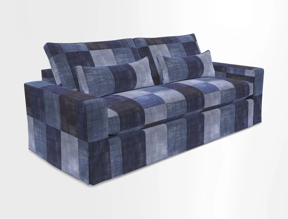 Linear 4 seater sofa in Harpers Bazaar Palette Studio Green with seat cushion in Linwood Romney Wool Forest