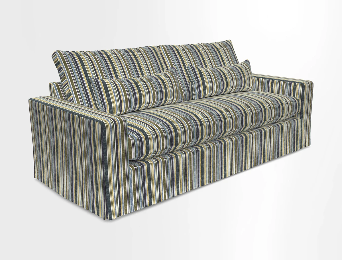 Linear 4 seater sofa in Harpers Bazaar Palette Studio Green with seat cushion in Linwood Romney Wool Forest