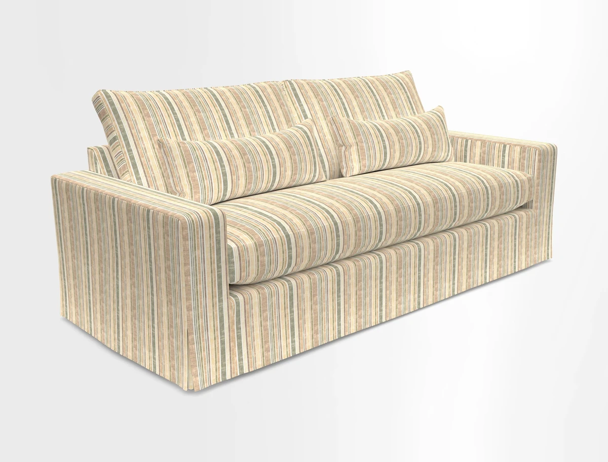 Linear 4 seater sofa in Harpers Bazaar Palette Studio Green with seat cushion in Linwood Romney Wool Forest