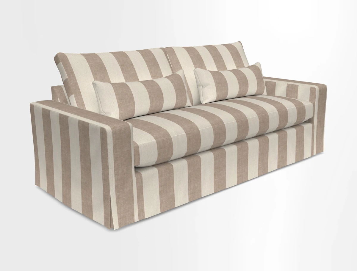 Linear 4 seater sofa in Harpers Bazaar Palette Studio Green with seat cushion in Linwood Romney Wool Forest