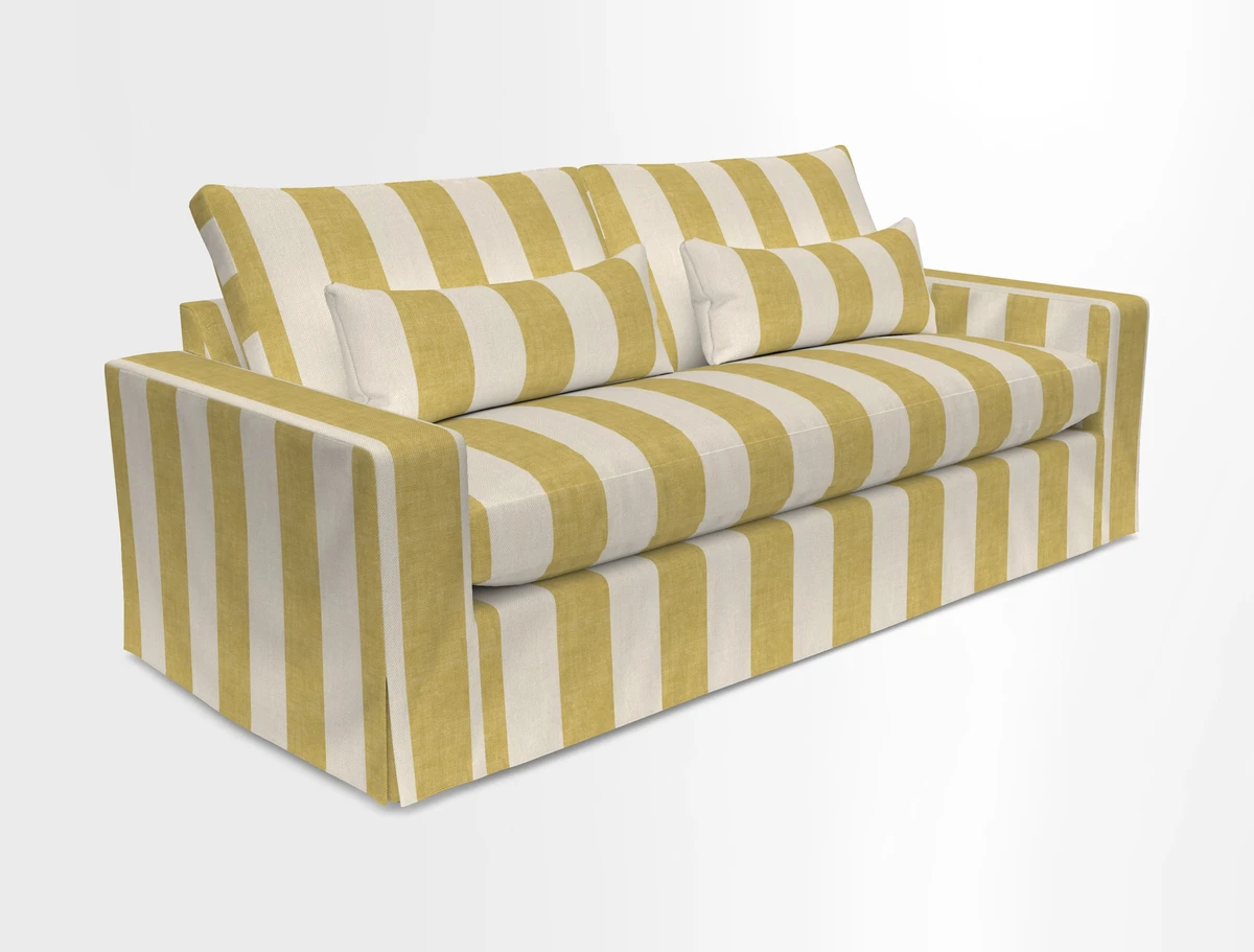 Linear 4 seater sofa in Harpers Bazaar Palette Studio Green with seat cushion in Linwood Romney Wool Forest