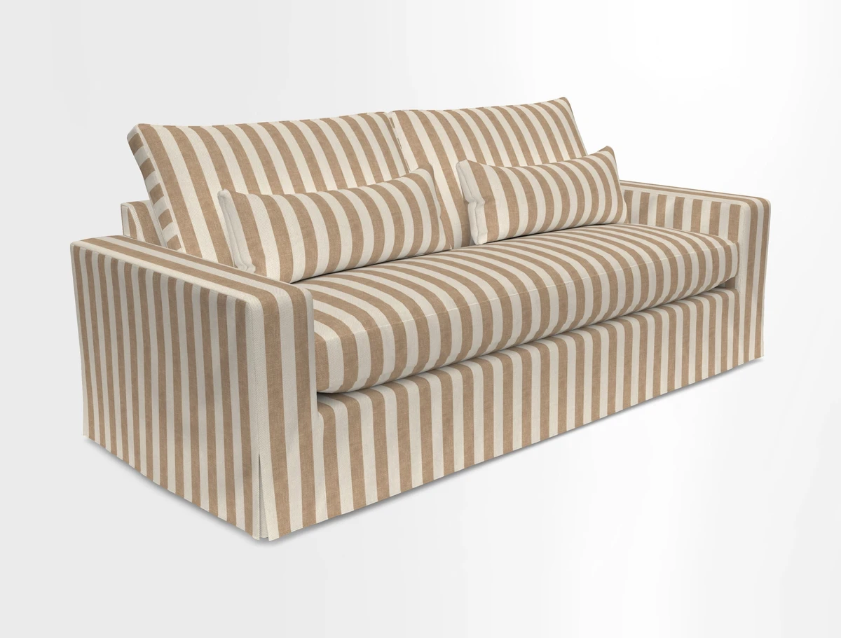 Linear 4 seater sofa in Harpers Bazaar Palette Studio Green with seat cushion in Linwood Romney Wool Forest