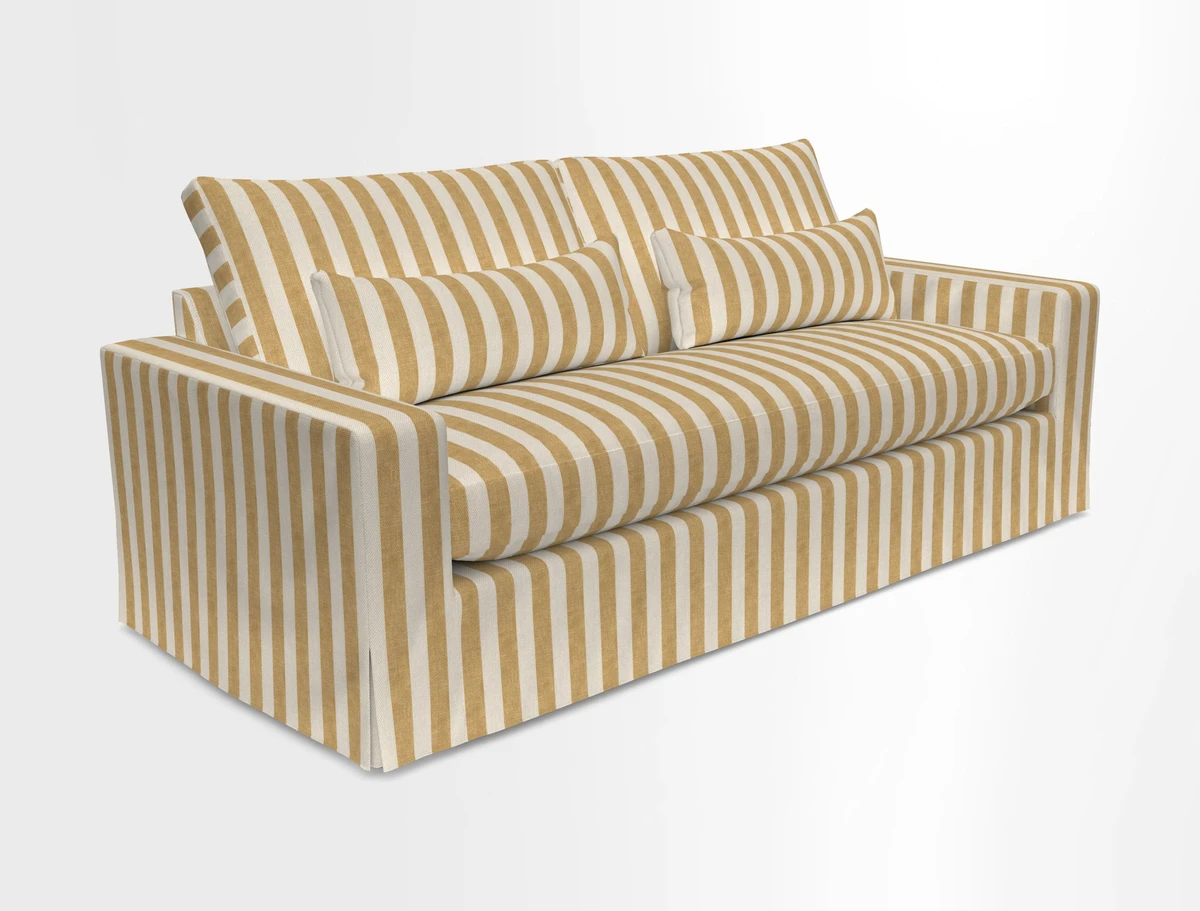 Linear 4 seater sofa in Harpers Bazaar Palette Studio Green with seat cushion in Linwood Romney Wool Forest