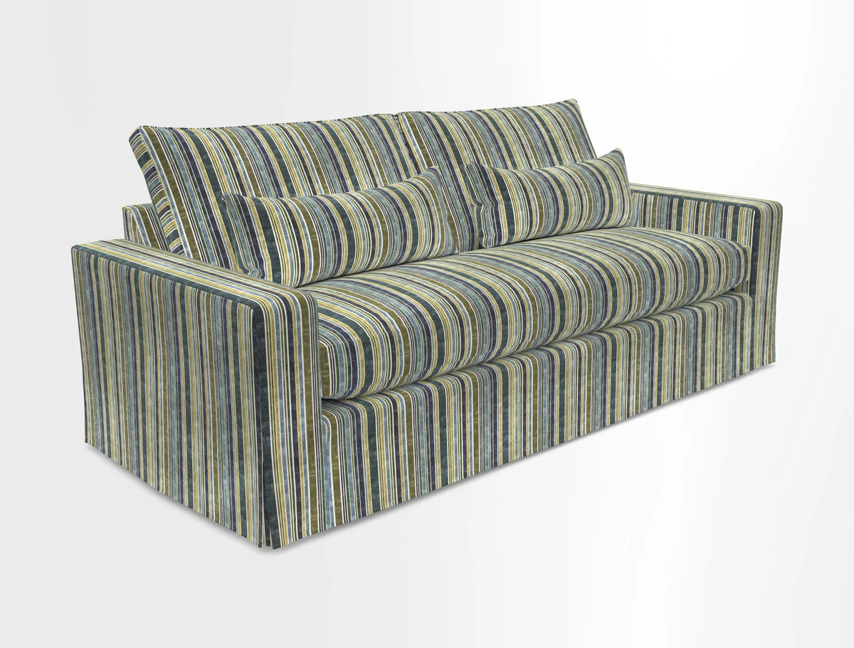 Linear 4 seater sofa in Harpers Bazaar Palette Studio Green with seat cushion in Linwood Romney Wool Forest