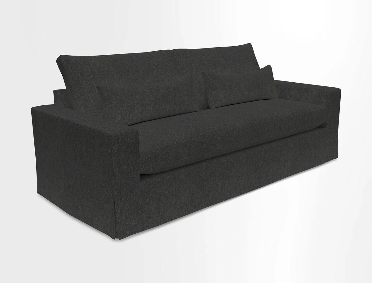 Linear 4 seater sofa in Harpers Bazaar Palette Studio Green with seat cushion in Linwood Romney Wool Forest
