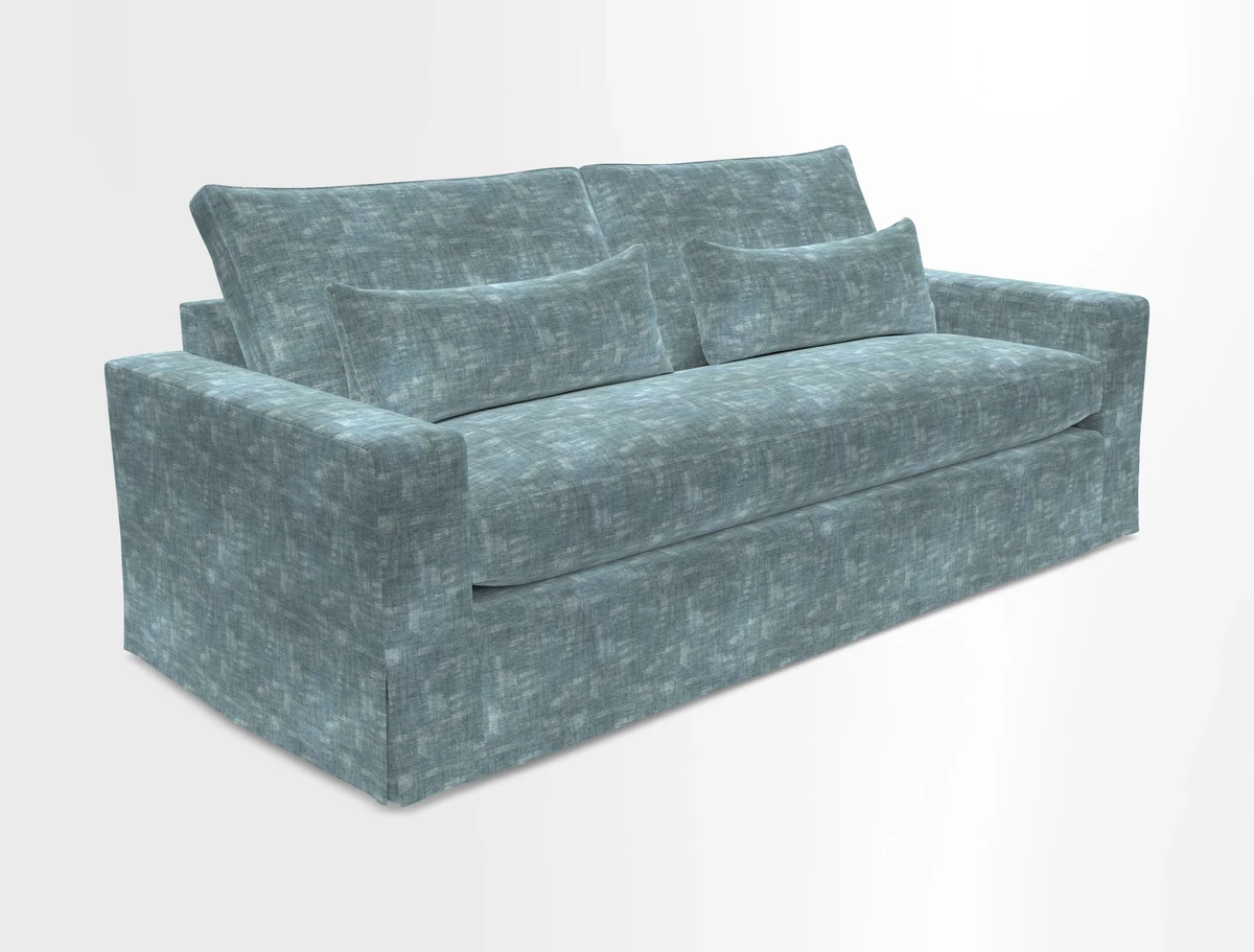 Linear 4 seater sofa in Harpers Bazaar Palette Studio Green with seat cushion in Linwood Romney Wool Forest