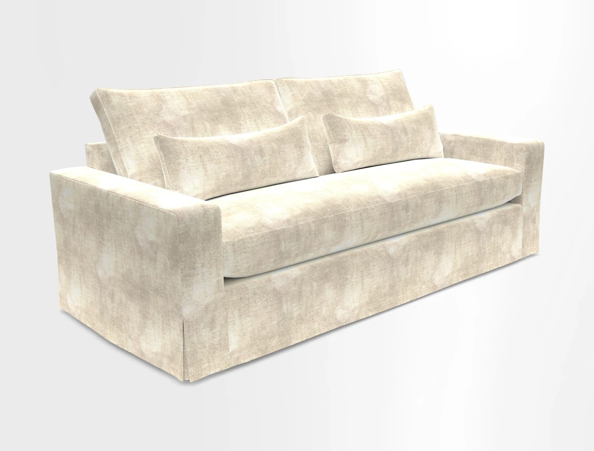 Linear 4 seater sofa in Harpers Bazaar Palette Studio Green with seat cushion in Linwood Romney Wool Forest
