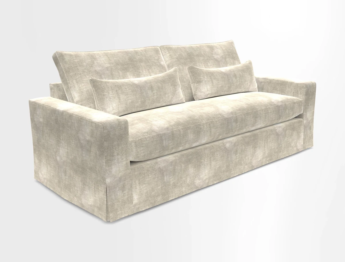 Linear 4 seater sofa in Harpers Bazaar Palette Studio Green with seat cushion in Linwood Romney Wool Forest