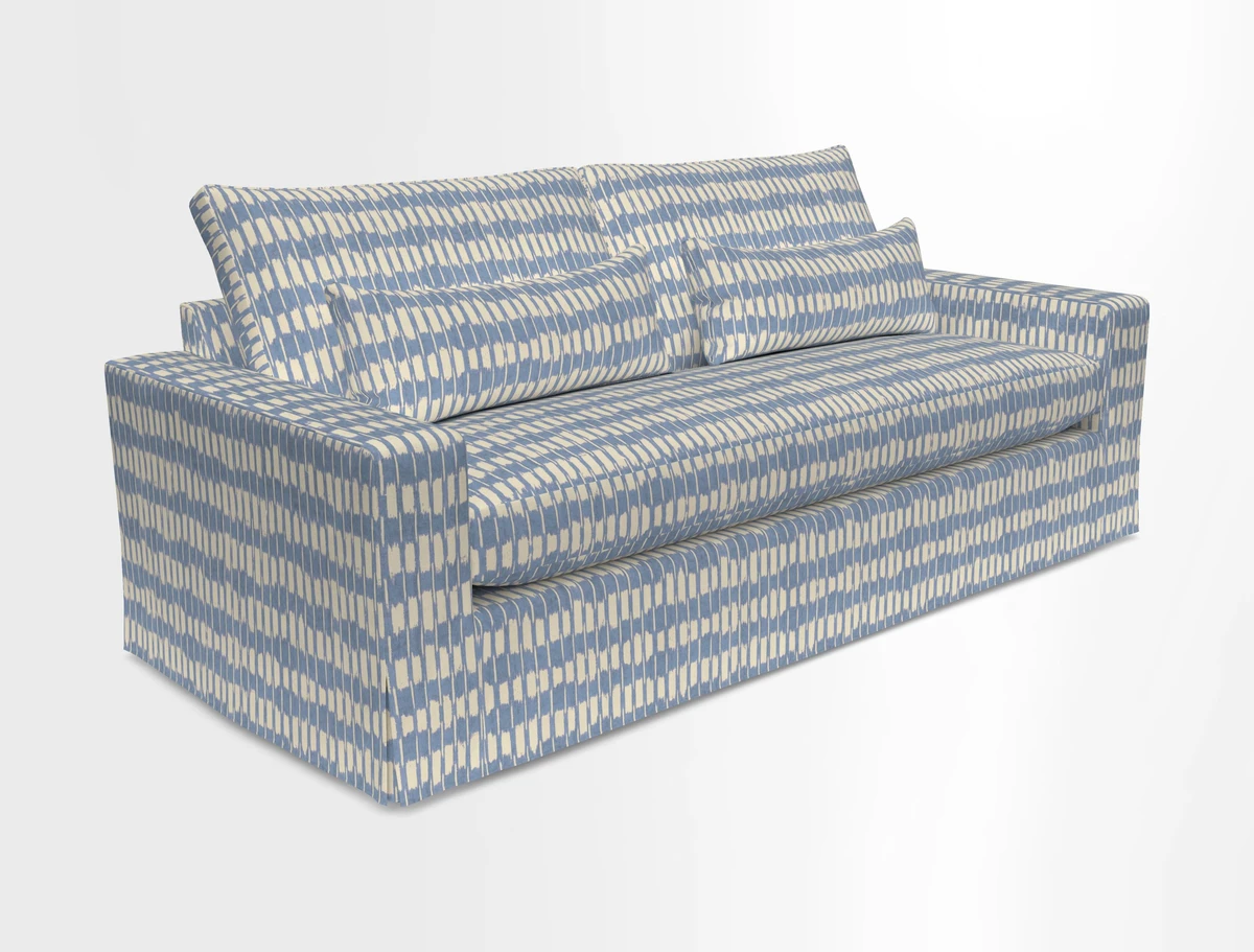 Linear 4 seater sofa in Harpers Bazaar Palette Studio Green with seat cushion in Linwood Romney Wool Forest