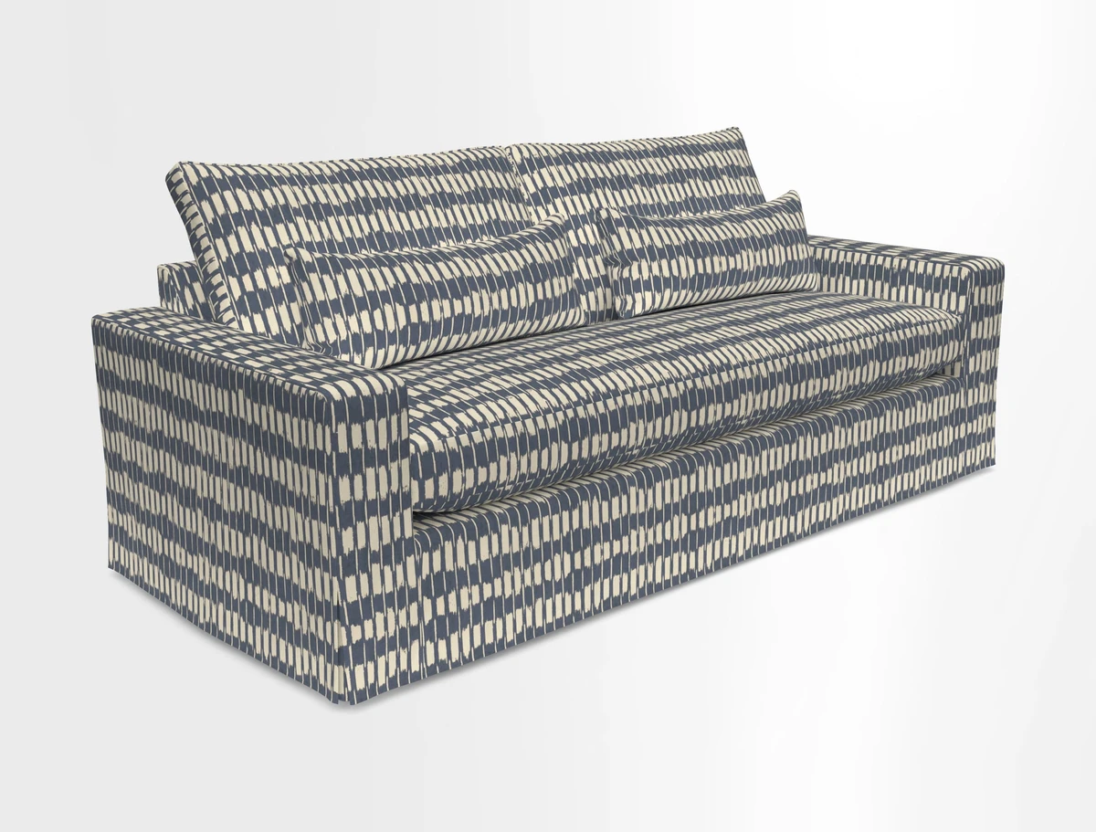 Linear 4 seater sofa in Harpers Bazaar Palette Studio Green with seat cushion in Linwood Romney Wool Forest