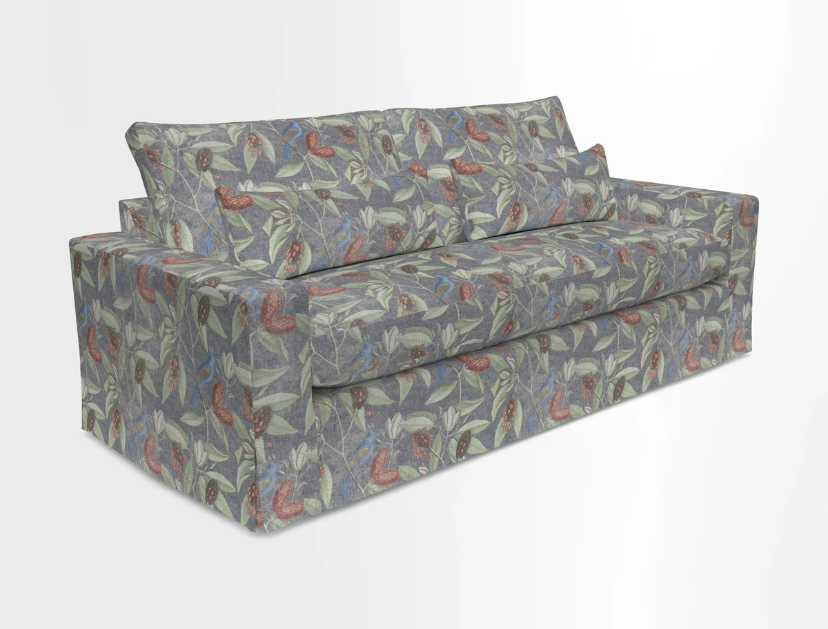 Linear 4 seater sofa in Harpers Bazaar Palette Studio Green with seat cushion in Linwood Romney Wool Forest