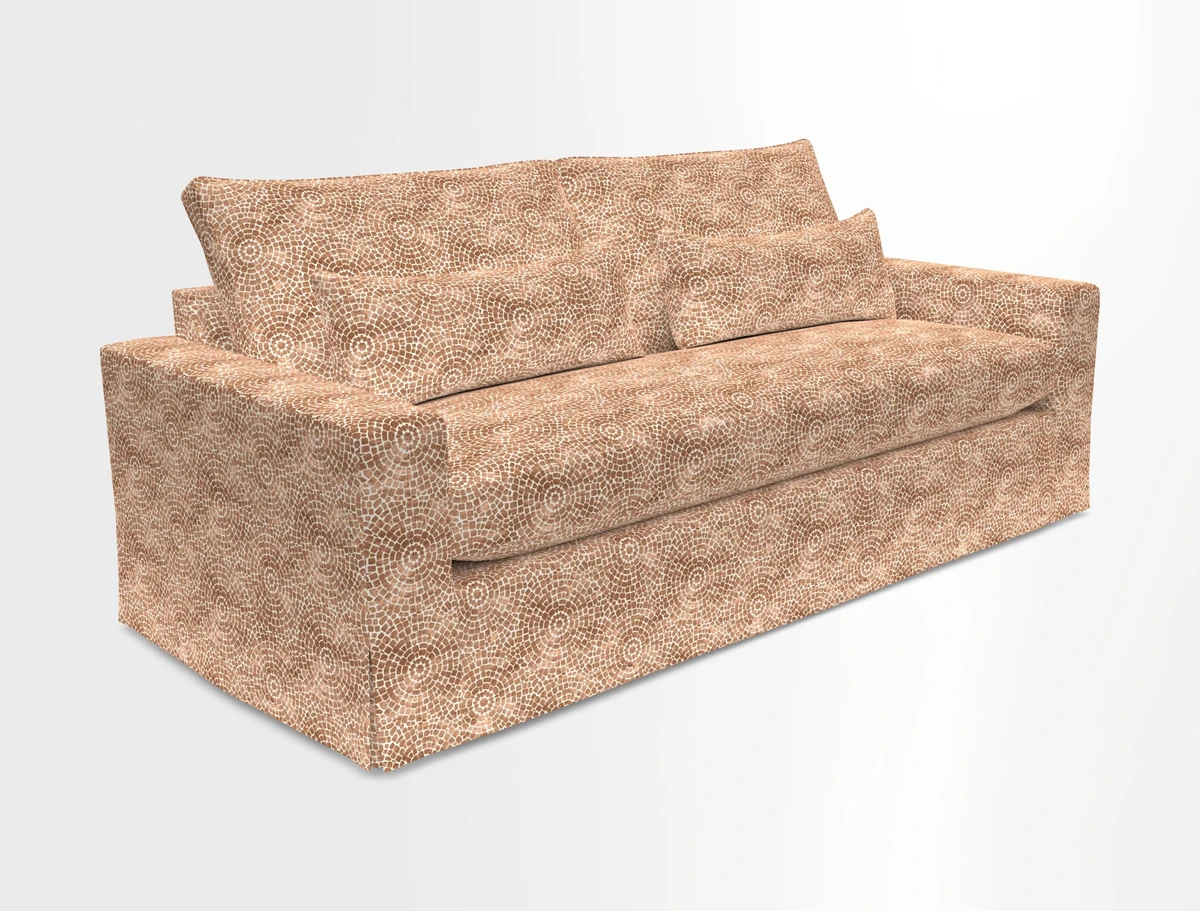 Linear 4 seater sofa in Harpers Bazaar Palette Studio Green with seat cushion in Linwood Romney Wool Forest