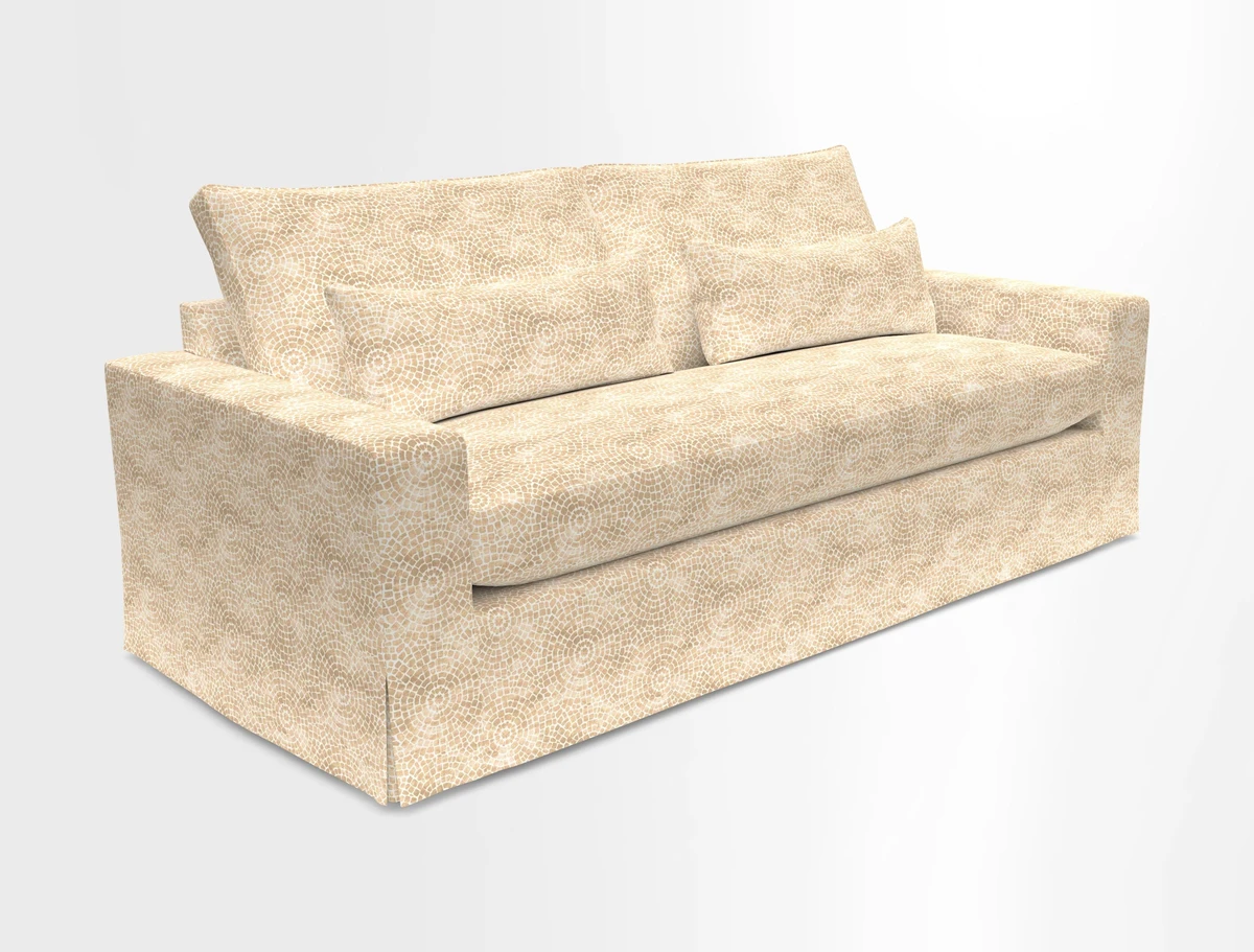 Linear 4 seater sofa in Harpers Bazaar Palette Studio Green with seat cushion in Linwood Romney Wool Forest