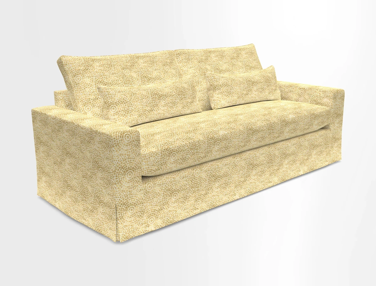Linear 4 seater sofa in Harpers Bazaar Palette Studio Green with seat cushion in Linwood Romney Wool Forest
