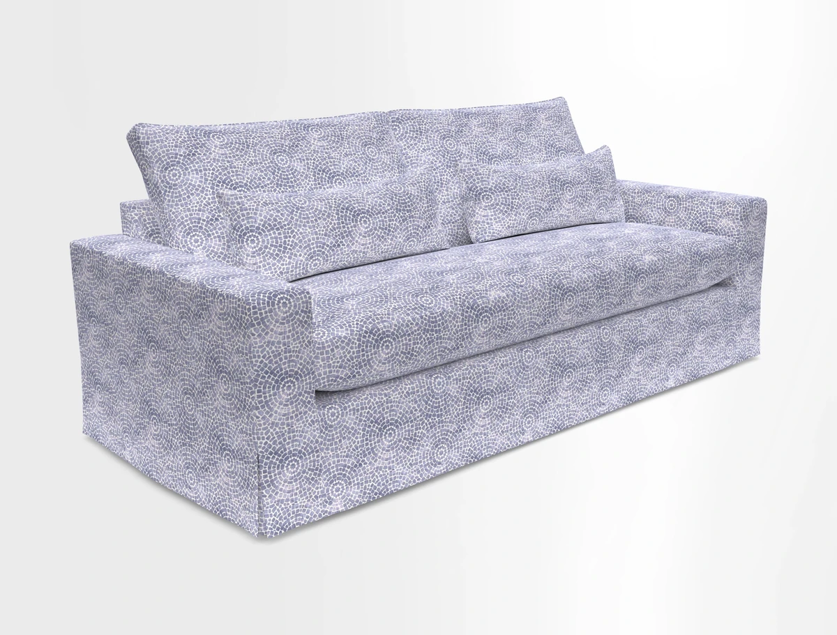Linear 4 seater sofa in Harpers Bazaar Palette Studio Green with seat cushion in Linwood Romney Wool Forest