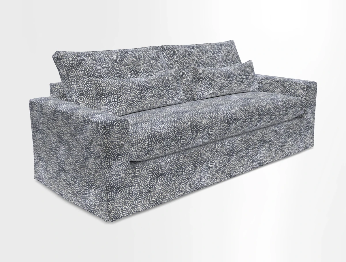 Linear 4 seater sofa in Harpers Bazaar Palette Studio Green with seat cushion in Linwood Romney Wool Forest