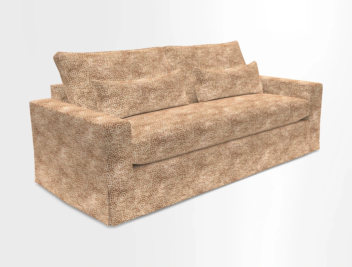 Linear 4 seater sofa in Harpers Bazaar Palette Studio Green with seat cushion in Linwood Romney Wool Forest