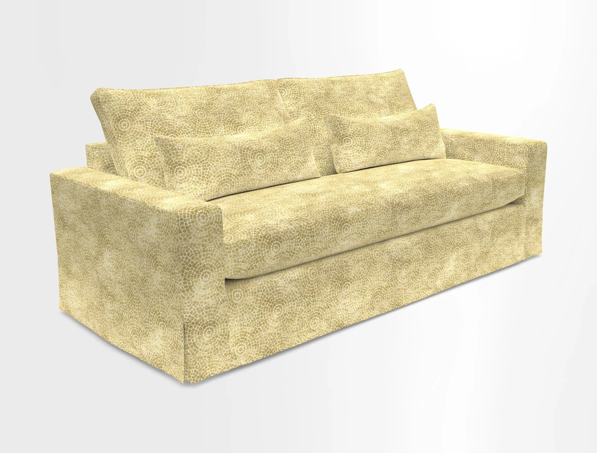 Linear 4 seater sofa in Harpers Bazaar Palette Studio Green with seat cushion in Linwood Romney Wool Forest