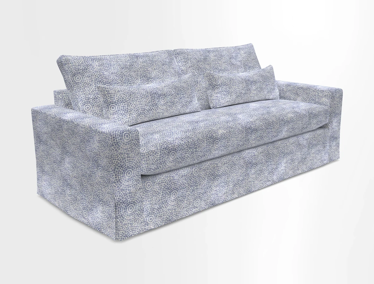 Linear 4 seater sofa in Harpers Bazaar Palette Studio Green with seat cushion in Linwood Romney Wool Forest