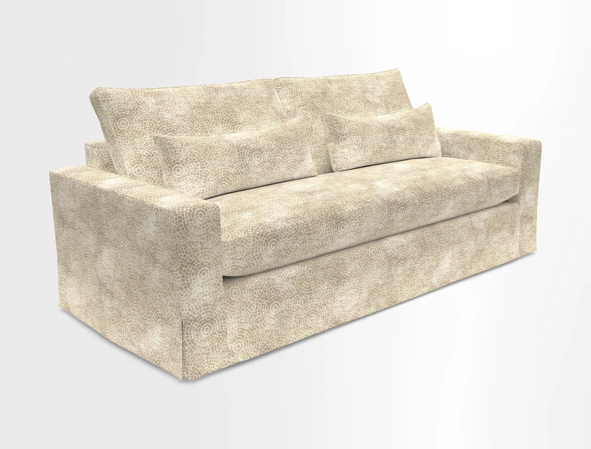 Linear 4 seater sofa in Harpers Bazaar Palette Studio Green with seat cushion in Linwood Romney Wool Forest