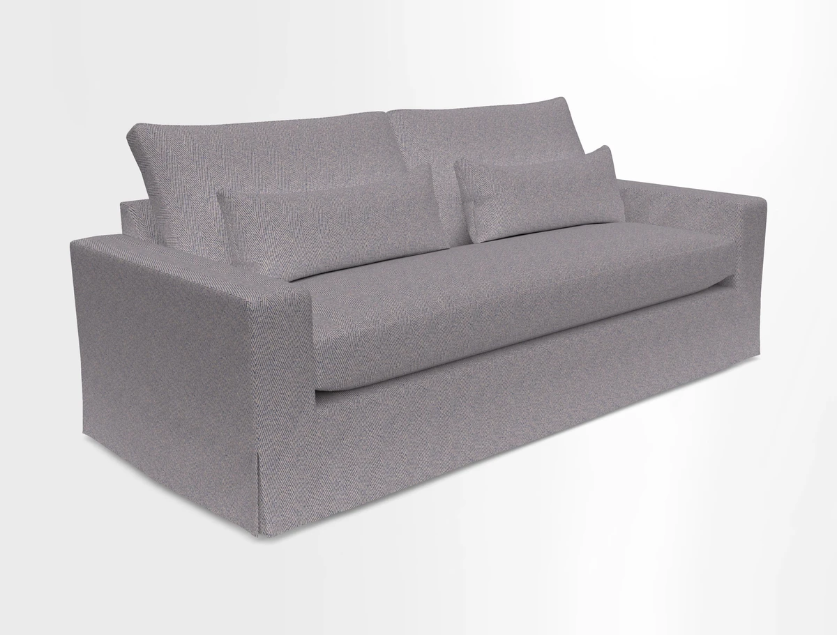 Linear 4 seater sofa in Harpers Bazaar Palette Studio Green with seat cushion in Linwood Romney Wool Forest