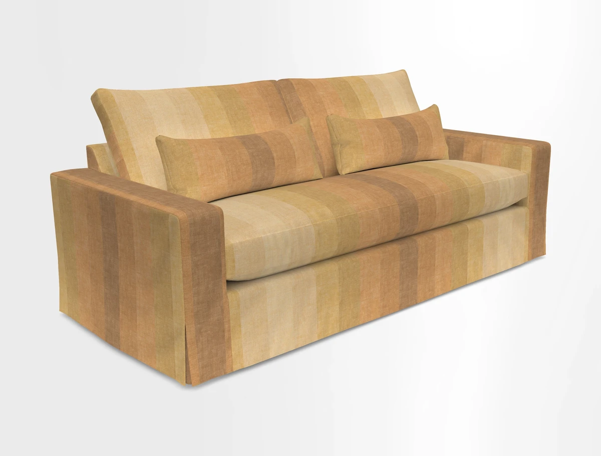 Linear 4 seater sofa in Harpers Bazaar Palette Studio Green with seat cushion in Linwood Romney Wool Forest