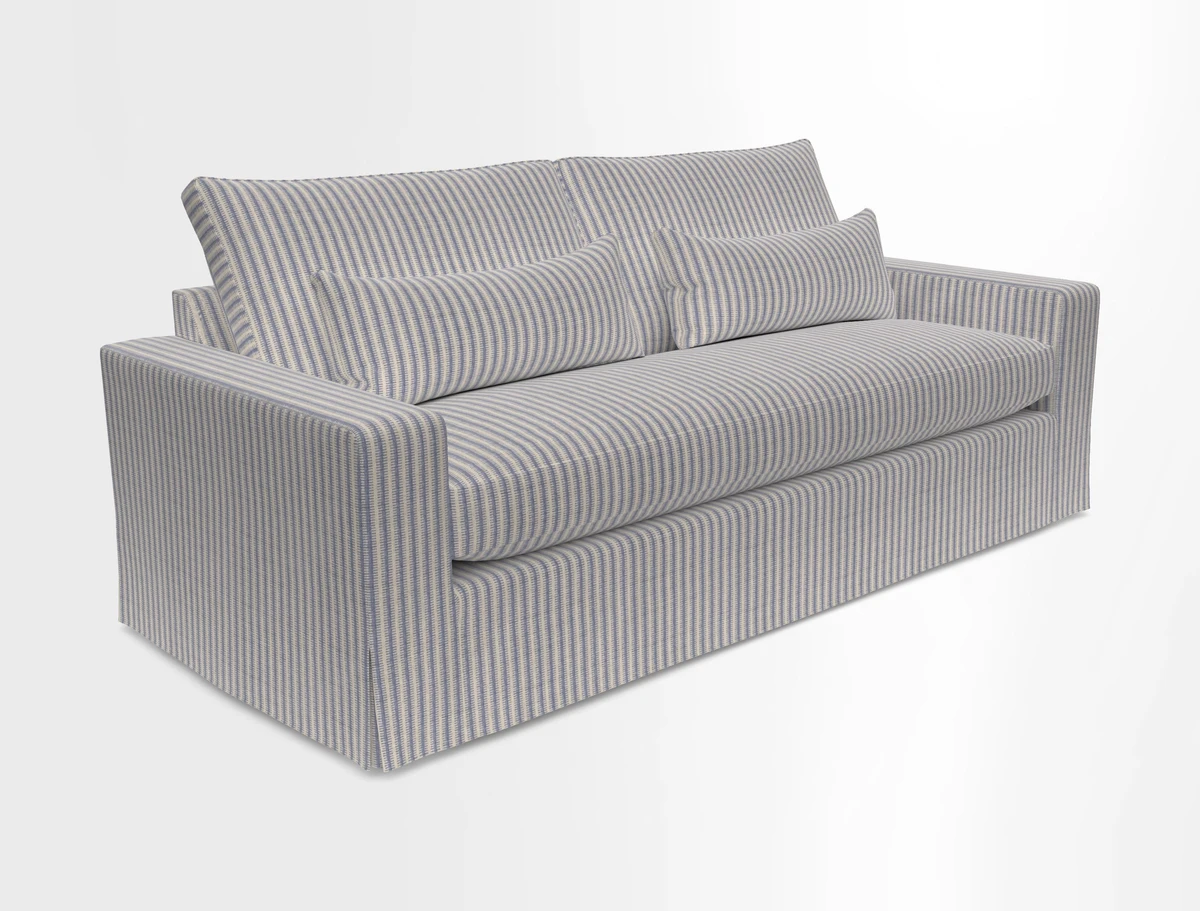 Linear 4 seater sofa in Harpers Bazaar Palette Studio Green with seat cushion in Linwood Romney Wool Forest