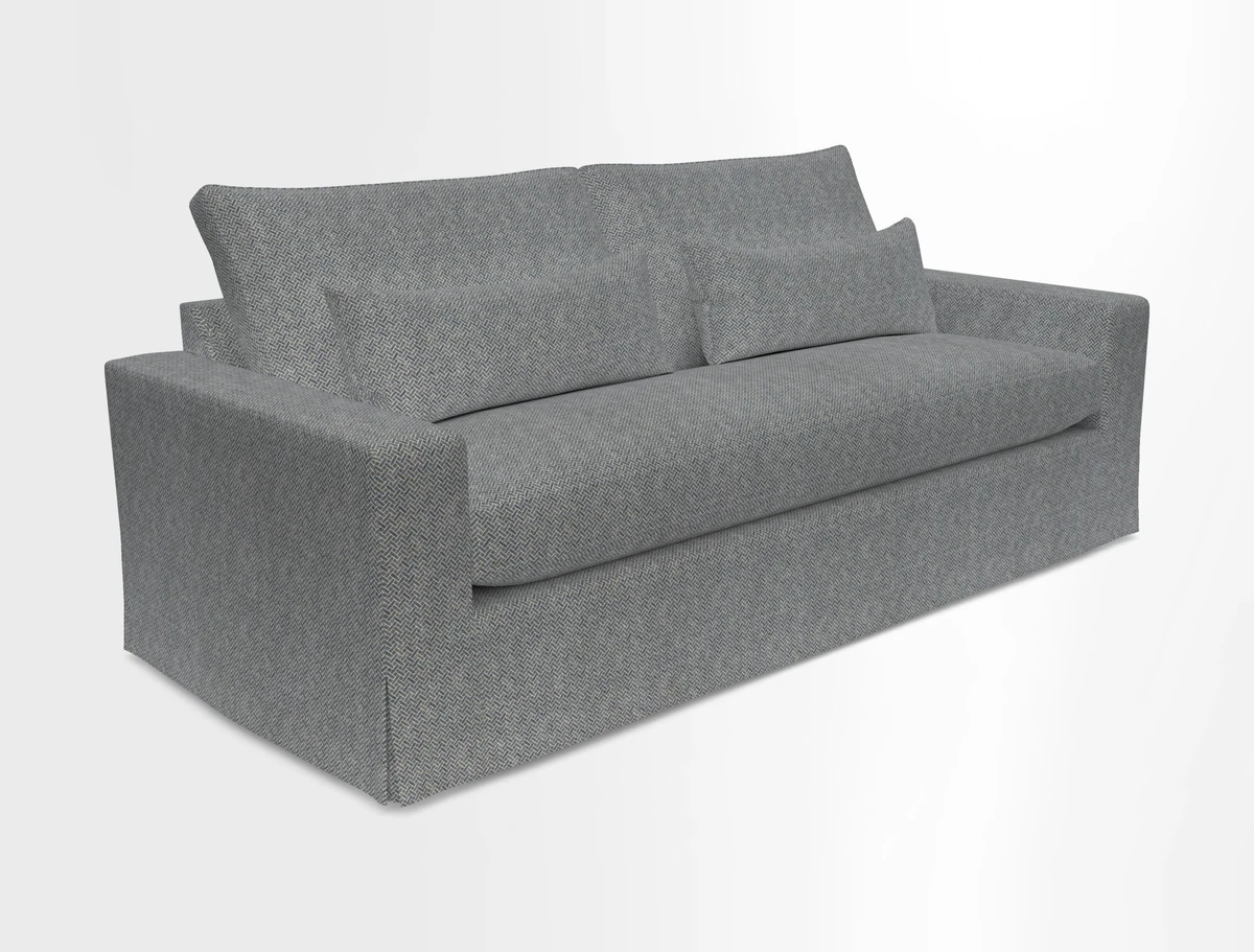 Linear 4 seater sofa in Harpers Bazaar Palette Studio Green with seat cushion in Linwood Romney Wool Forest