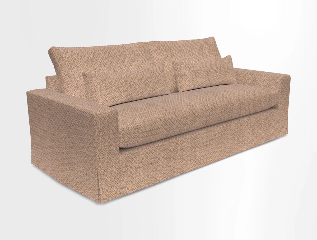 Linear 4 seater sofa in Harpers Bazaar Palette Studio Green with seat cushion in Linwood Romney Wool Forest